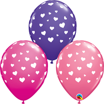 Valentine 11" Random Hearts-A-Round Latex Balloons 25pk