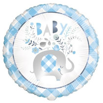 Blue Baby Elephant 18" Round Foil Balloon