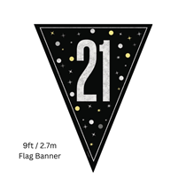 Black Glitz Age 21 Prismatic Foil Flag Banner 9ft
