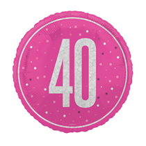 Pink Glitz 40th Birthday Prismatic 18" Foil Balloon