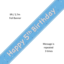 Blue Glitz Happy 5th Birthday Prismatic Foil Banner 9ft