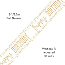 Happy Birthday Bright Confetti Gold Banner 9ft