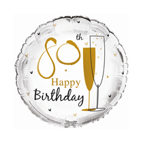 Age 80 Happy Birthday Champagne Glasses 18" Foil Balloon