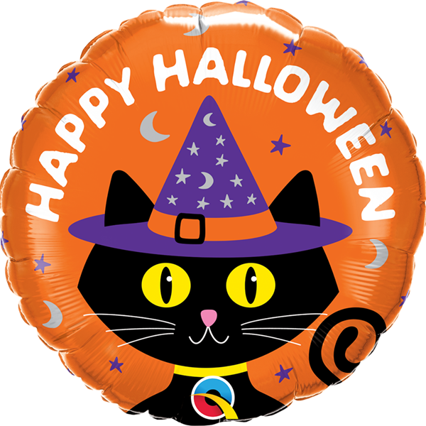 Halloween Black Cat & Hat 18 Foil Balloon
